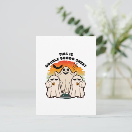 幽霊ハロウィーンのコスメおもしろいブー ポストカード (スタンド正面)