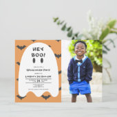 幽霊ハロウィーンエイリーイヤー写真誕生日 招待状 (スタンド正面)