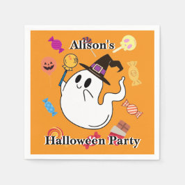 幽霊ハロウィーンオレンジホームデコールキュートキッズ スタンダードカクテルナプキン
