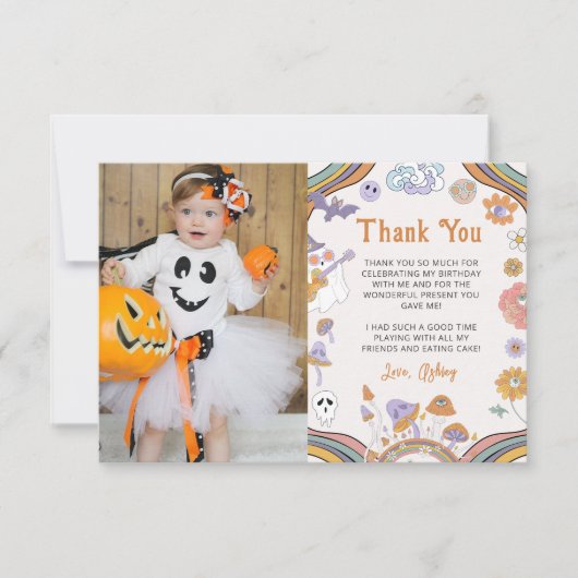 幽霊ハロウィーングルービー誕生日写真 サンキューカード (正面)