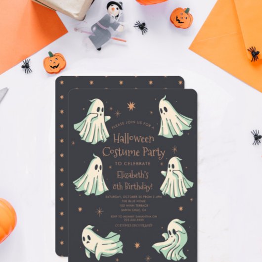 幽霊ハロウィーンスポオックタキュラーコスタムバースデーパーティー 招待状