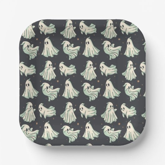 幽霊ハロウィーンベイビーシャワー ペーパープレート (正面)