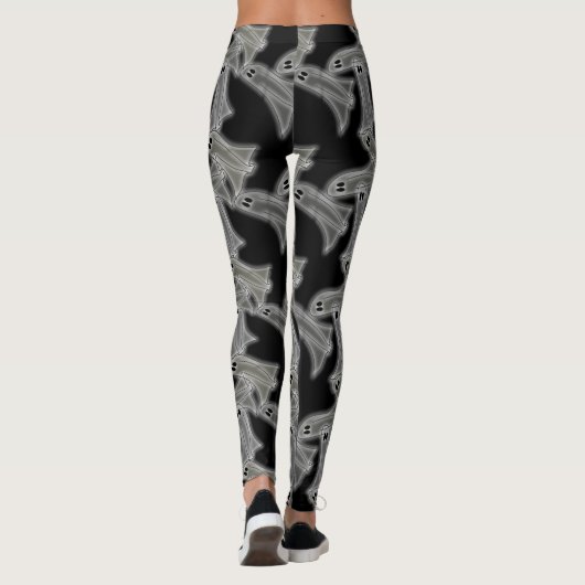 幽霊ハロウィーンレギンス、グレーとブラック レギンス (裏面)