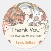 幽霊ハロウィーンレトログルーヴィ誕生日 ラウンドシール (正面)