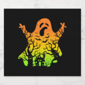 幽霊ハロウィーン幽霊ハロウィン不気味ハロウィーンG スパークリングワインラベル (シングルラベル)