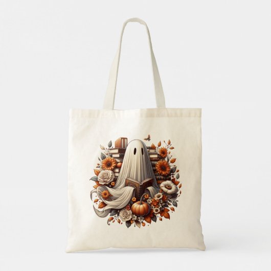 幽霊ハロウィーン本トートバッグ、本のギフト トートバッグ (裏面)