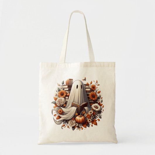 幽霊ハロウィーン本トートバッグ、本のギフト トートバッグ (正面)