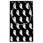 幽霊ハロウィーン白黒かわいいパターン スモールペーパーバッグ (裏面)