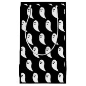 幽霊ハロウィーン白黒かわいいパターン スモールペーパーバッグ (正面)