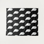 幽霊ハロウィーン白黒かわいいパターン タペストリー (正面(横))