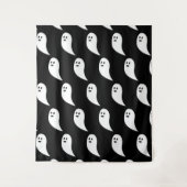 幽霊ハロウィーン白黒かわいいパターン タペストリー (正面)