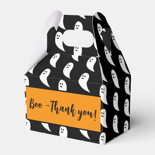 幽霊ハロウィーン白黒かわいいパターン フェイバーボックス (正面サイド)