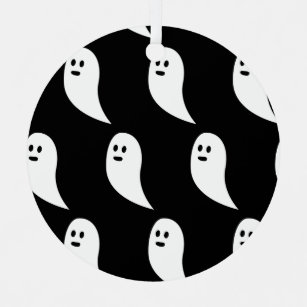 幽霊ハロウィーン白黒かわいいパターン メタルオーナメント