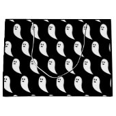 幽霊ハロウィーン白黒かわいいパターン ラージペーパーバッグ (正面)