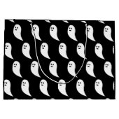 幽霊ハロウィーン白黒かわいいパターン ラージペーパーバッグ (裏面)