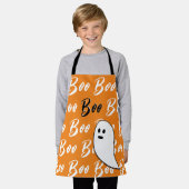 幽霊ハロウィーン白黒オレンジブー エプロン (着用した状態)