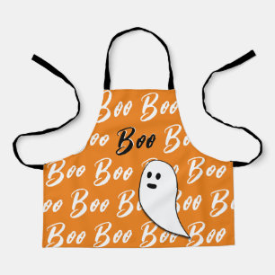 幽霊ハロウィーン白黒オレンジブー エプロン