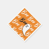 幽霊ハロウィーン白黒オレンジブー スタンダードカクテルナプキン (角)