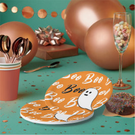 幽霊ハロウィーン白黒オレンジブー ペーパープレート