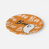 幽霊ハロウィーン白黒オレンジブー ペーパープレート (アングル)