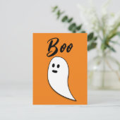幽霊ハロウィーン白黒オレンジブー ポストカード (スタンド正面)