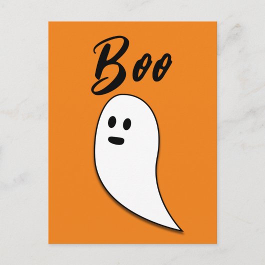 幽霊ハロウィーン白黒オレンジブー ポストカード (正面)