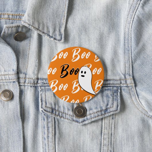 幽霊ハロウィーン白黒オレンジブー 缶バッジ (インサイチュ)