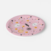 幽霊ハロウィーン誕生日ピンクスポオクタキュラ ペーパープレート (アングル)