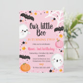 幽霊ハロウィーン誕生日招待状スポオクタキュラパーティー 招待状 (スタンド正面)