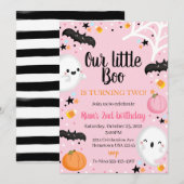 幽霊ハロウィーン誕生日招待状スポオクタキュラパーティー 招待状 (正面/裏面)