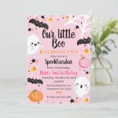 幽霊ハロウィーン誕生日招待状スポオクタキュラパーティー 招待状 (スタンド正面)