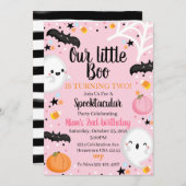 幽霊ハロウィーン誕生日招待状スポオクタキュラパーティー 招待状 (正面/裏面)