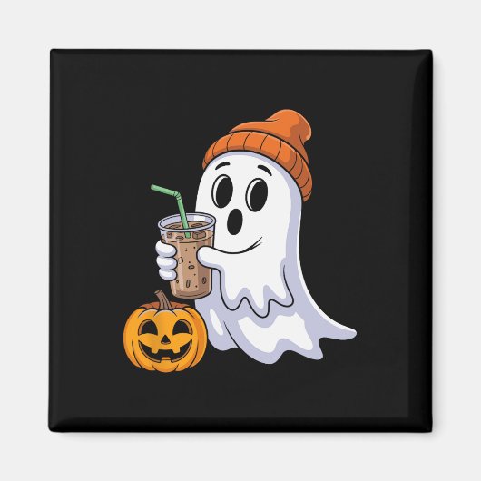 幽霊ハロウィーン飲みコーヒー幽霊アイスコーヒーP マグネット (正面)