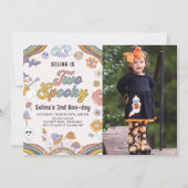 幽霊ハロウィーン2つの不気味グルービー誕生日写真 招待状 (正面)