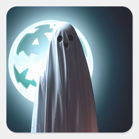 幽霊ハロウィーン スクエアシール (正面)