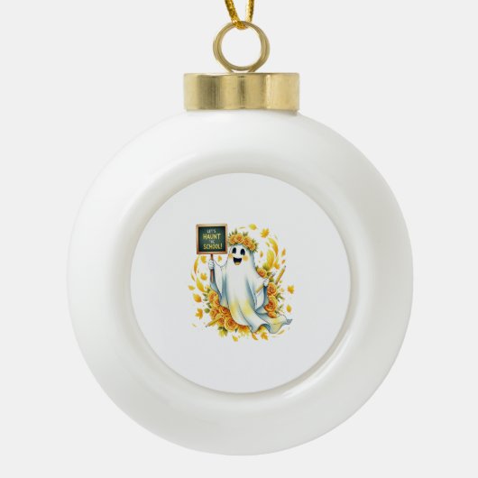 幽霊ハントスクールハロウィーン セラミックボールオーナメント (正面)