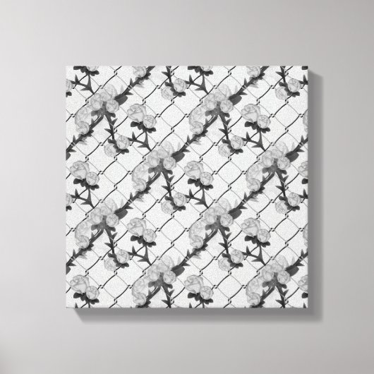 幽霊バラ登山チェーンリンクフェンスシームレスPa キャンバスプリント (正面)