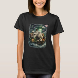 幽霊パグ乗組員が海をうろつく Tシャツ