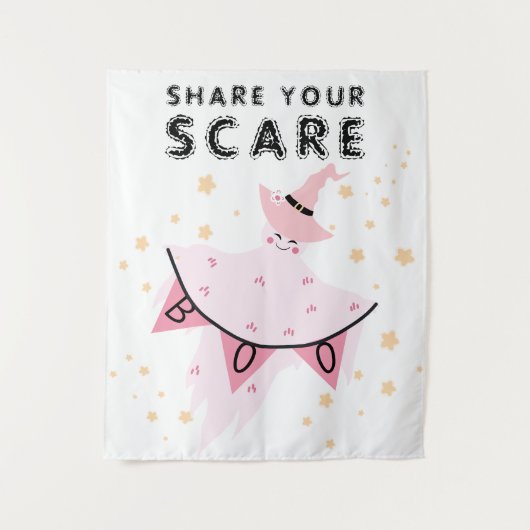 幽霊パステルハロウィンデコールフォトブースバックドロップ タペストリー (正面)