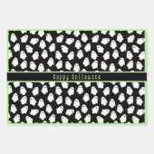 幽霊パターンハッピーハローウィンカスタム文字 ラッピングペーパーシート (正面2)