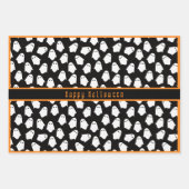 幽霊パターンハッピーハローウィンカスタム文字 ラッピングペーパーシート (正面)