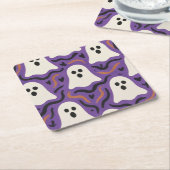 幽霊パターンハロウィーン スクエアペーパーコースター (アングル)