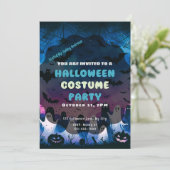 幽霊パンプキンズスカイブルーピンクハロウィーン 招待状 (スタンド正面)