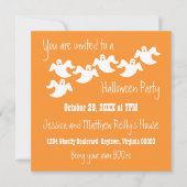 幽霊パーティーハロウィーン招待状オレンジ 招待状 (正面)