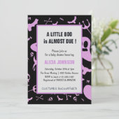 幽霊パープルグリッター10月ハロウィンベビーシャワー 招待状 (スタンド正面)