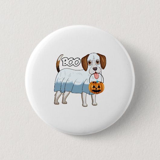 幽霊ビーグル ハロウィン 犬 缶バッジ (正面)