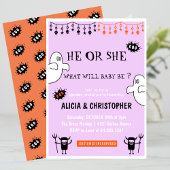 幽霊ピンクオレンジ10月ハロウィーンジェンダーの明け 招待状