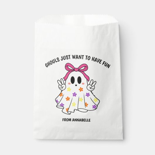 幽霊ピンクグールズがおもしろいハロウィーンを持ちたい フェイバーバッグ (正面)