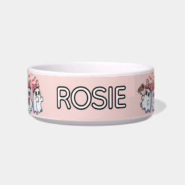 幽霊ピンクボウカスタムハロウィンドッグ ボウル