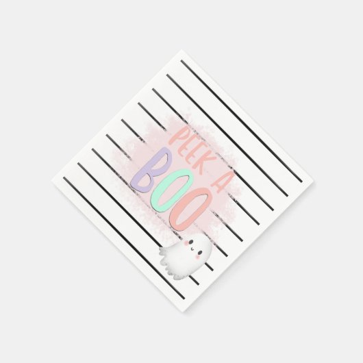 幽霊ピークアブーパステルピンクハロウィーン誕生日 スタンダードカクテルナプキン (角)